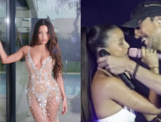 El incómodo momento que vivió Emilia Mernes mientras cantaba junto a Enrique Iglesias