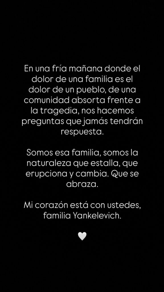 posteo de benjamín vicuña ante la muerte de mila yankelevich