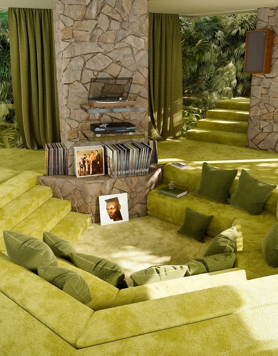 Se trata de una zona de estar hundida en el suelo, generalmente en forma de U, L o círculo,