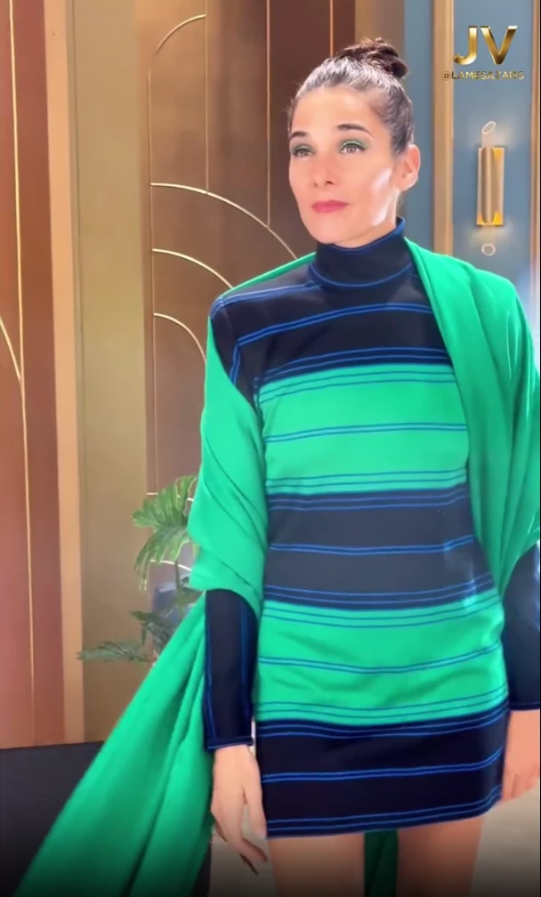 Juana Viale celebró sus raíces con un look andino chic en tonos verdes y diseño de autor