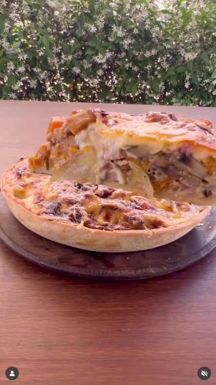 Tarta de calabaza, champis y panceta!