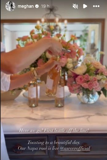 Meghan Markle brindó por el lanzamiento de su rosé Napa Valley 2024, de su marca As Ever