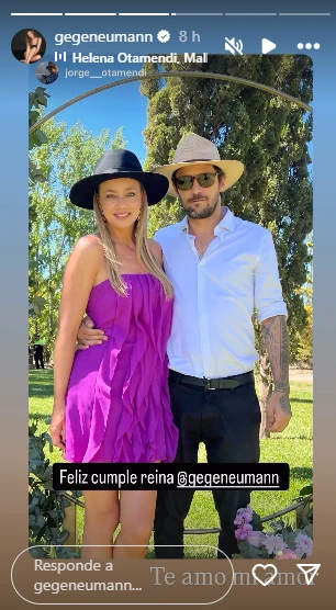 El romántico mensaje que le dedicó Jorge Otamendi a Gegé Neumann por su cumpleaños 