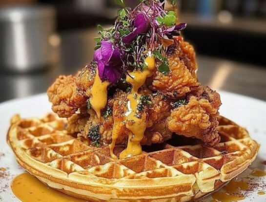 Receta fácil de waffles de batata con pollo, miel y mostaza: una opción original y saludable