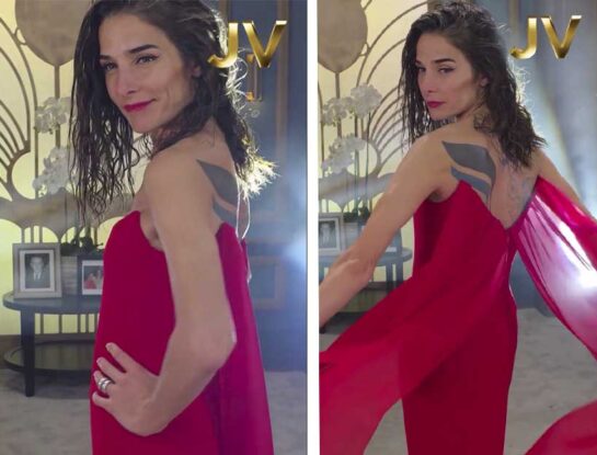 Juana Viale y su look de alto impacto en la mesaza: glamoroso vestido rojo y peinado con ondas wet