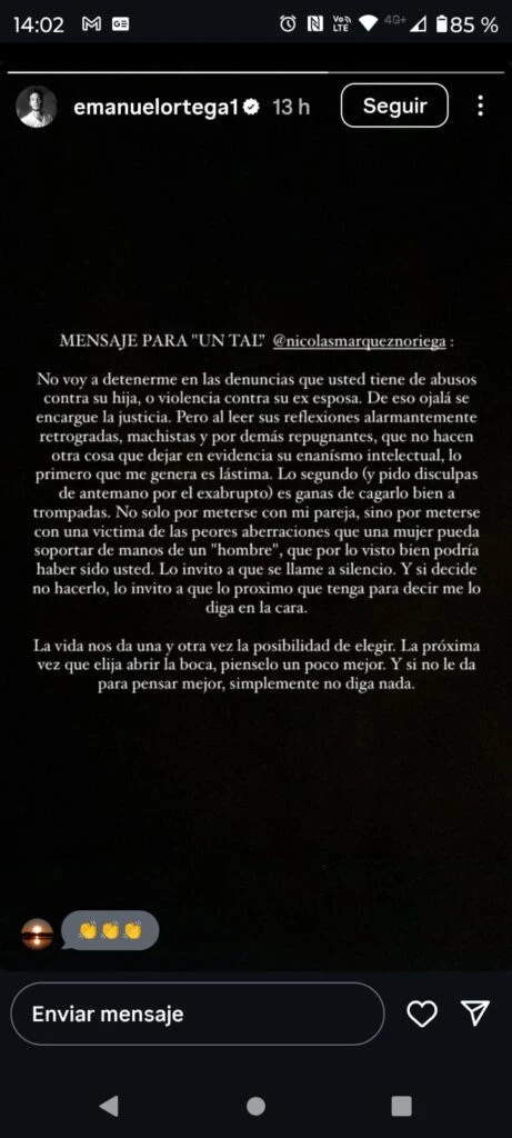 "Enanismo intelectual": Emanuel Ortega le contestó a Nicolás Márquez, el biógrafo de Milei, por dudar de Julieta Prandi

