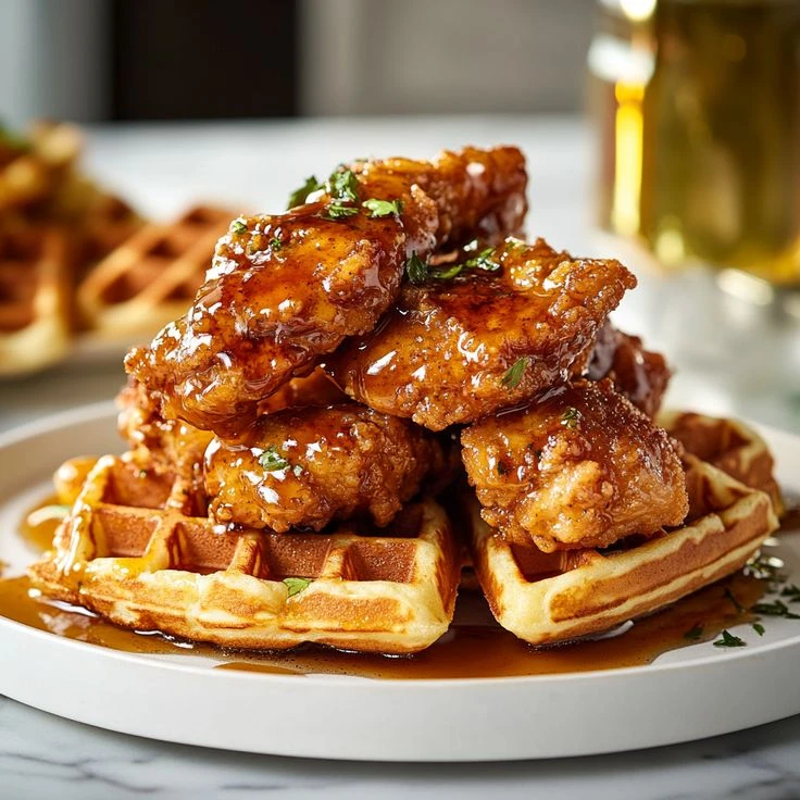 Receta fácil de waffles de batata con pollo, miel y mostaza: una opción original y saludable