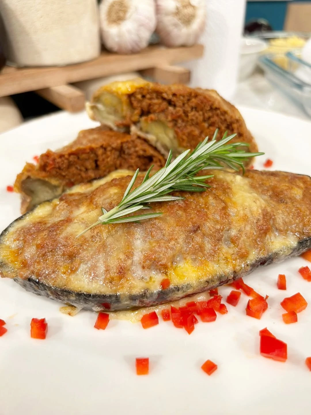 Berenjenas rellenas con boloñesa