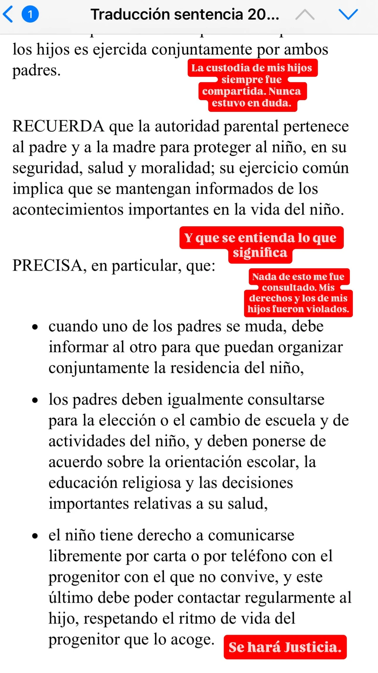 Jimena Buttigliengo mostró parte del acuerdo de tenencia compartida de sus hijos