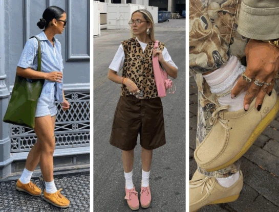 los zapatos Wallabee se postulan como los preferidos en el street style de entretiempo