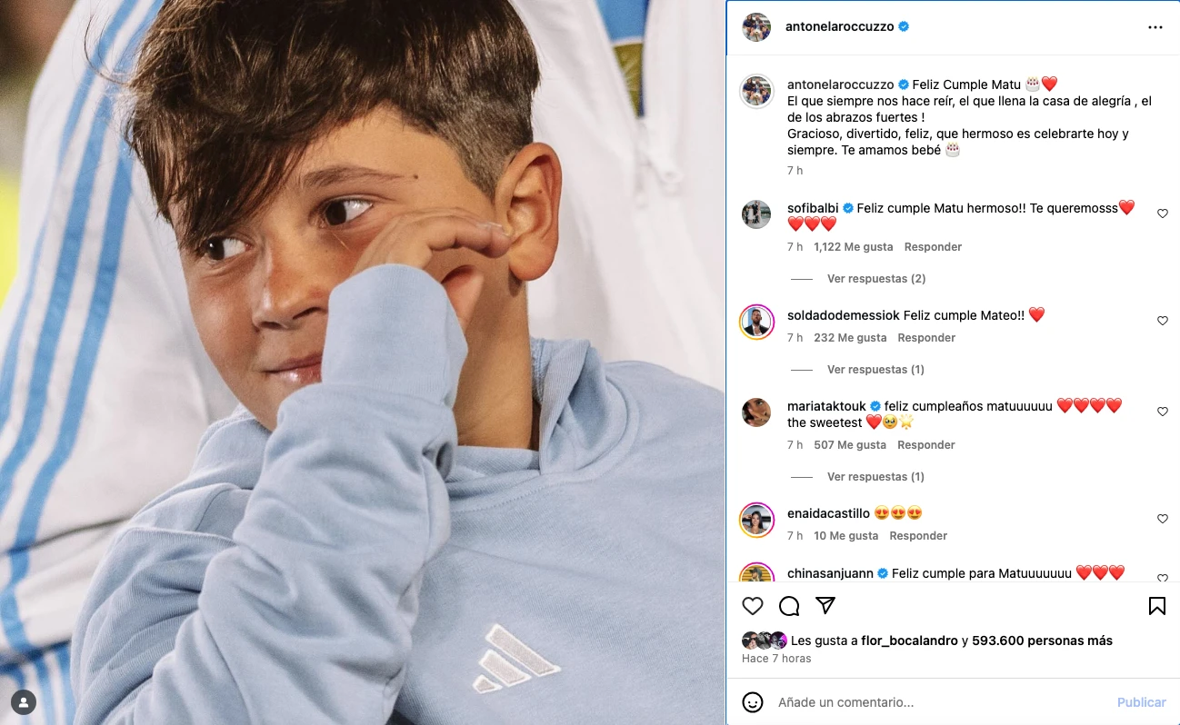 El posteo de Antonela Roccuzzo dedicado a su hijo Mateo