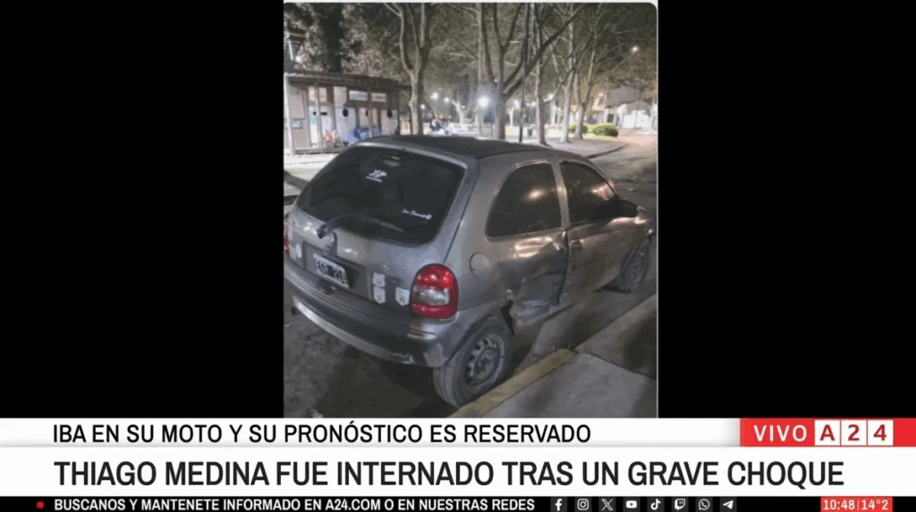 La imagen del auto con el cual chocó Thiago Medina. Foto captura pantalla