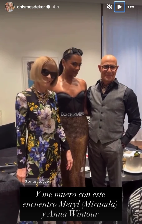 Anna Wintour con los actores de la película El diablo viste a la moda 2