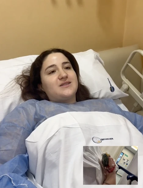 Emilia en el Bazterrica antes de ingresar al quirófano