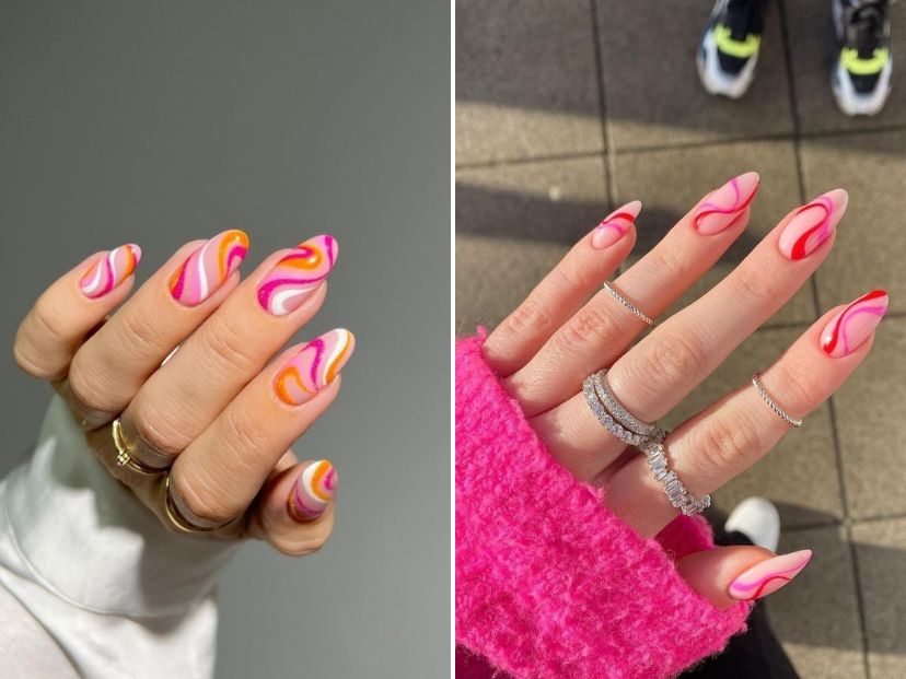 Swirl nails: la manicura de ondas que es furor en TikTok