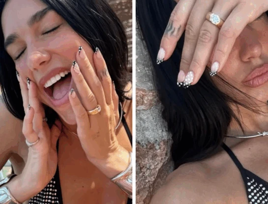 Dua Lipa Polka Dot nails