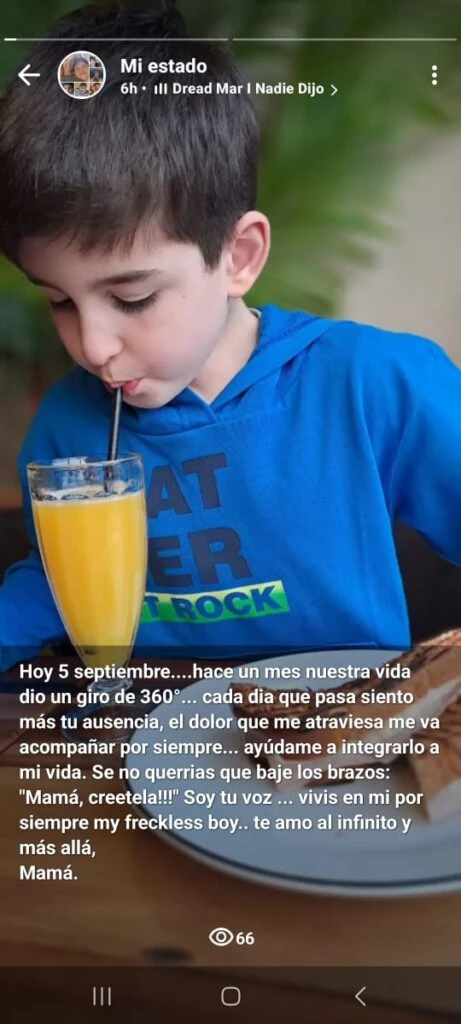 Hace un mes, Alejandro Ruffo mató a Joaquín. El homenaje de Natalia a su hijo.