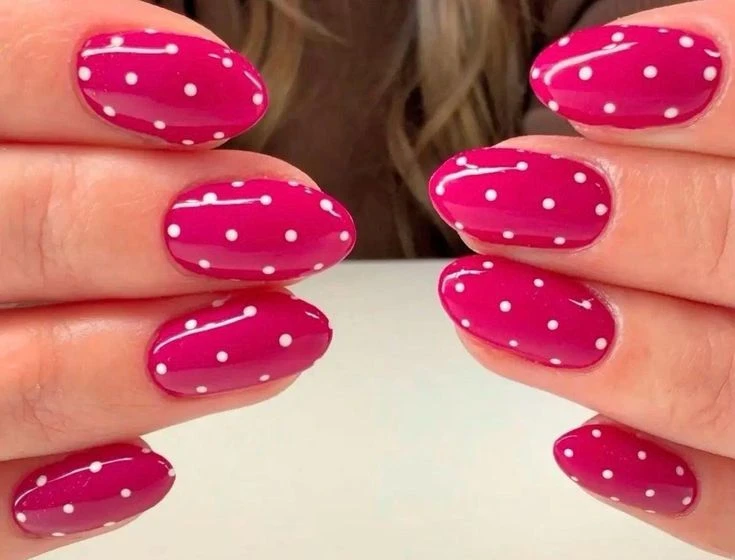 Dua Lipa Polka Dot nails