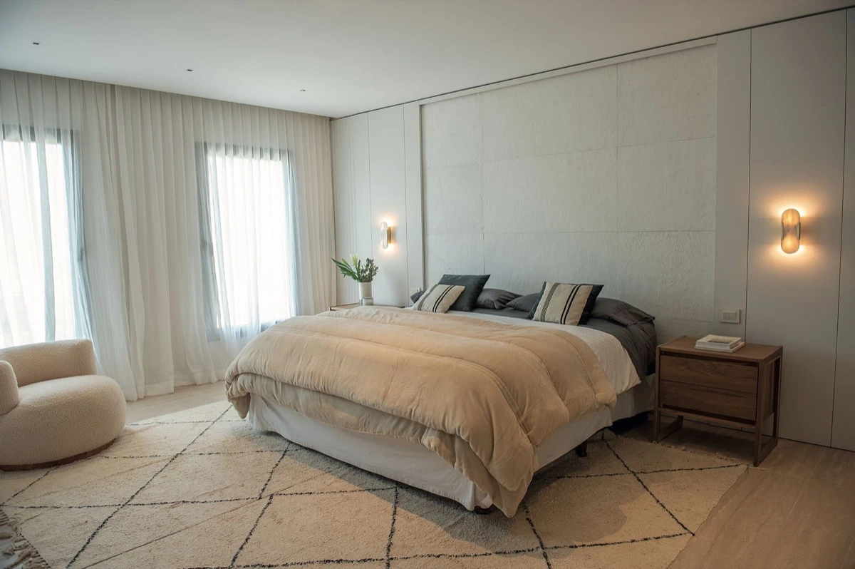 El dormitorio principal es uno de los ambientes de la casa en la que las bases de la neuroarquitectura