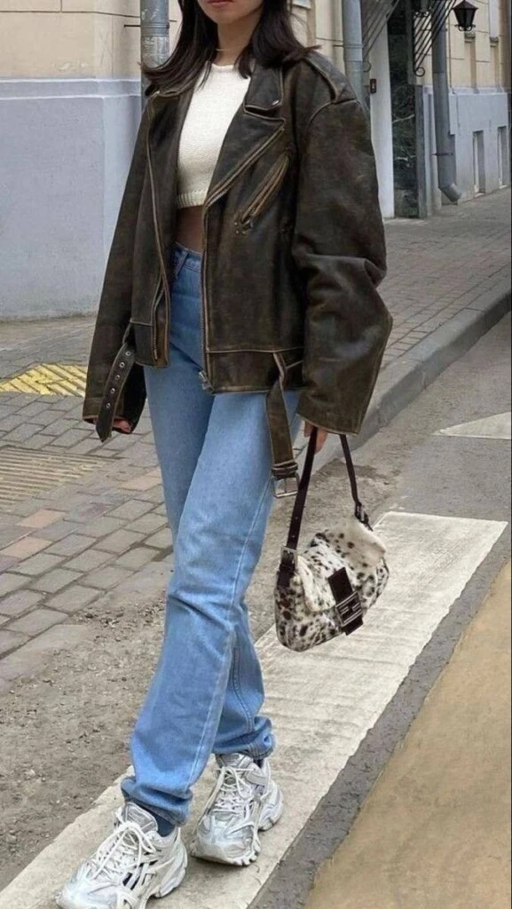 Así podés lucir esta campera de cuero.