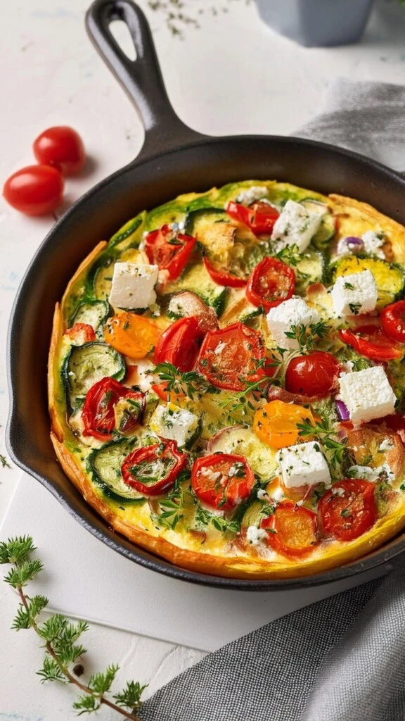 Frittata al horno: una receta con zucchini, puerro y semillas

