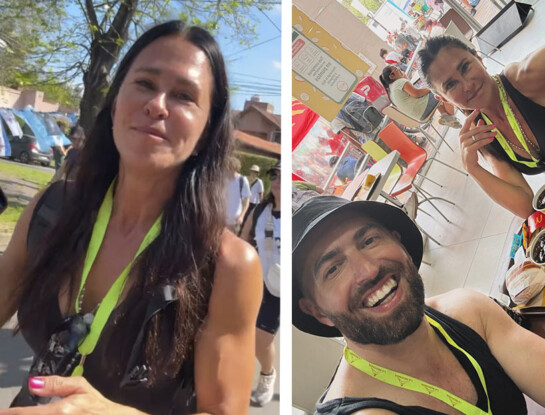 Peregrinación a Luján: las fotos de Carolina Baldini y su amigo Nico Pottery caminando juntos detrás de la imagen de la Virgen