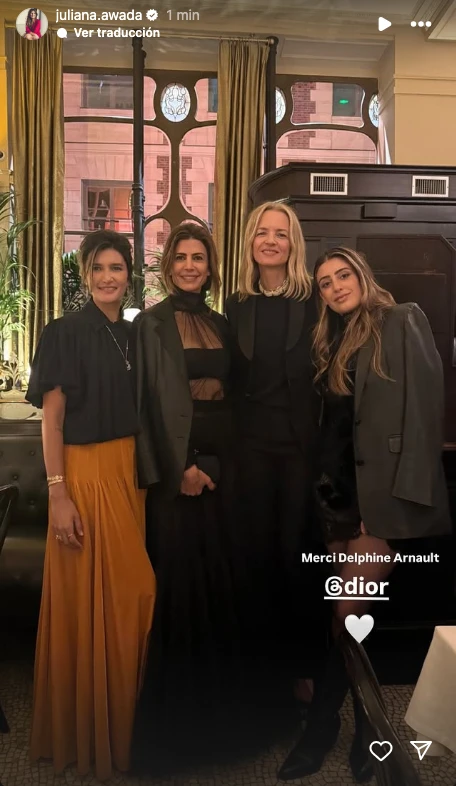 Juliana Awada y su hija con personalidades de Dior en la cena de la firma