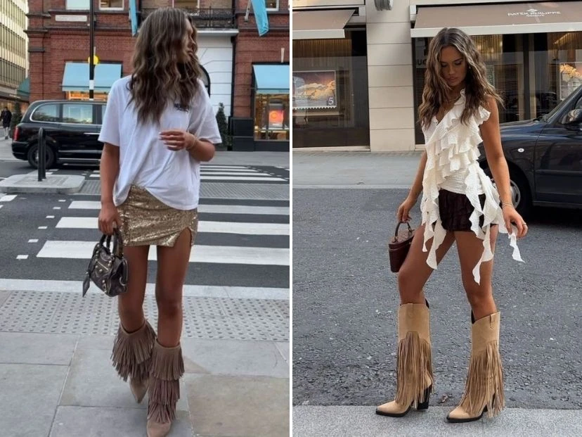 botas texanas con flecos boho chic
