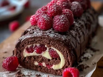 Pionono de chocolate con mousse de frutos rojos