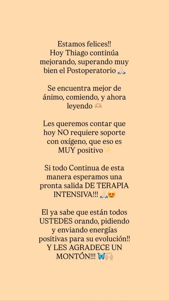 El mensaje de Daniela Celis sobre la salud de Thiago Medina. Foto: IG
