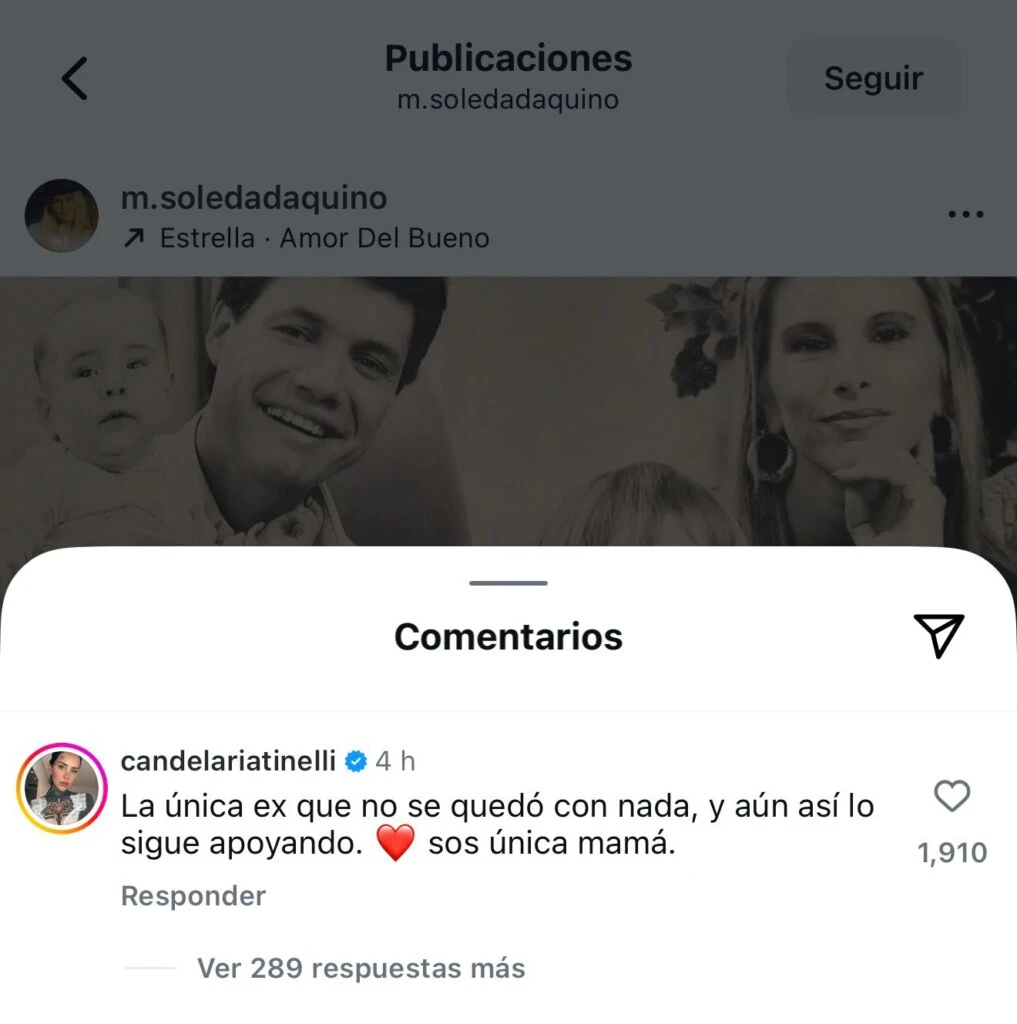 El comentario de Candelaria Tinelli en medio del escándalo familiar.