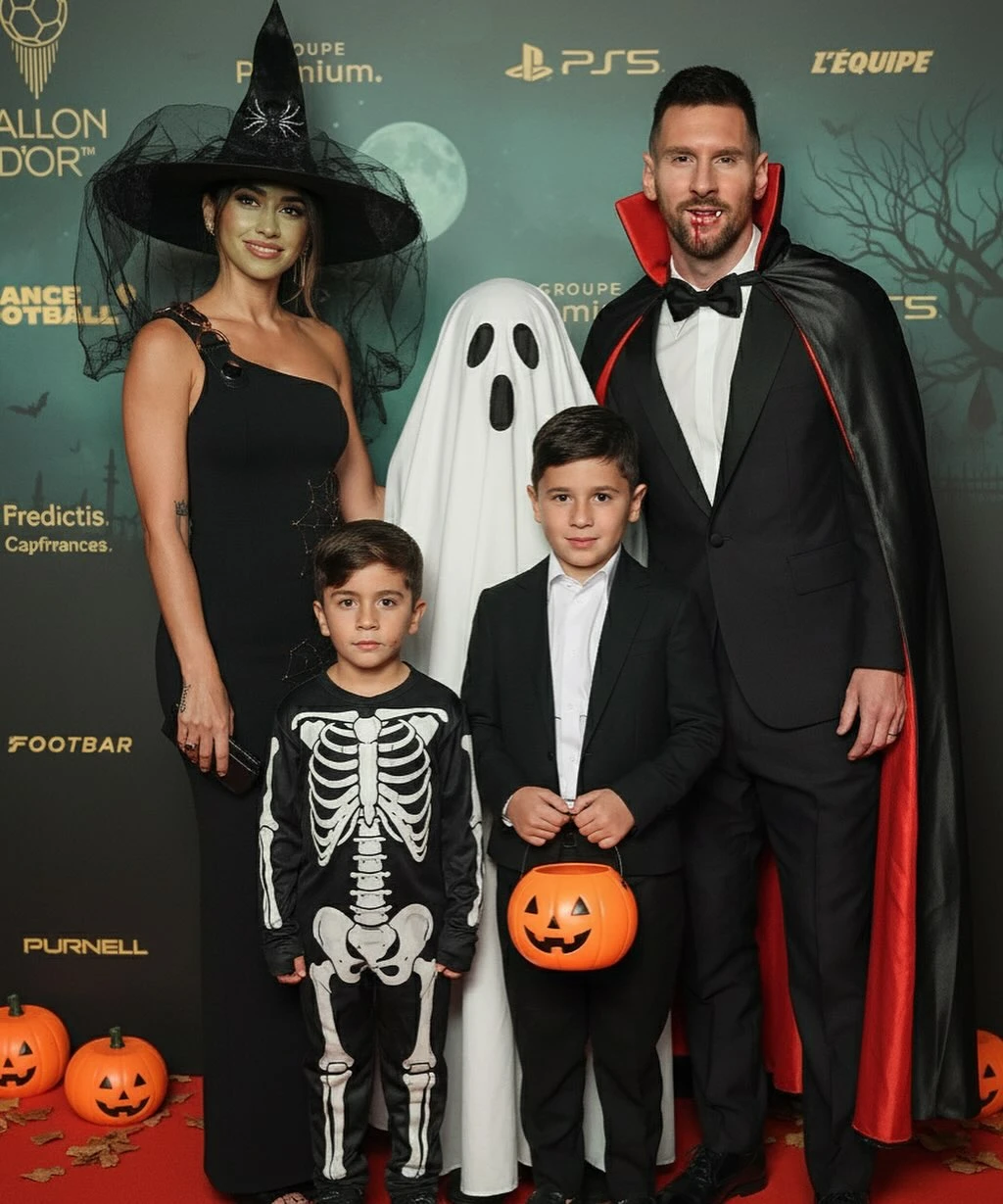 Lionel Messi y Antonela Roccuzzo sorprendieron con looks espectaculares en Halloween junto a sus hijos