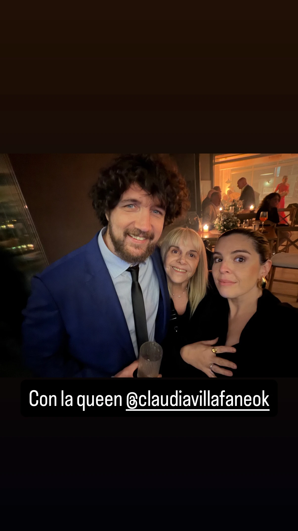 Claudia Villafañe, Dalma Maradona y esposo en el casamiento de Bautista Goycochea