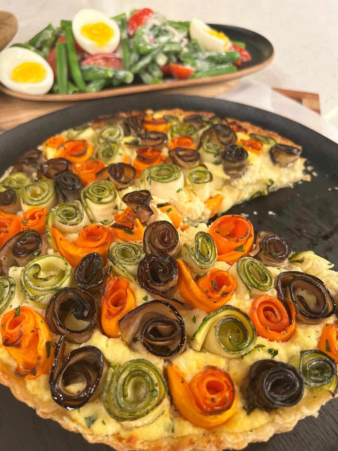 Tarta roll de zanahoria, zucchini y berenjena