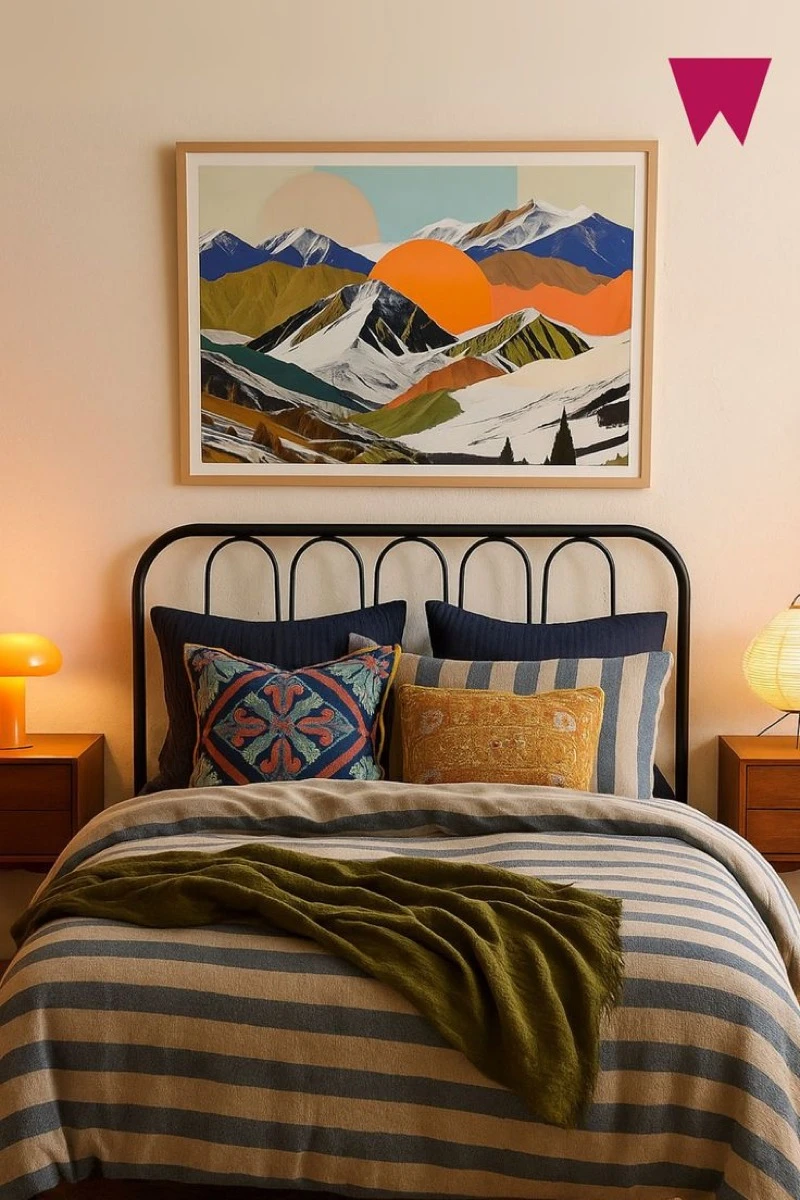 El equilibrio entre tonos tierra y colores más intensos da un aire contemporáneo sin perder calidez. 