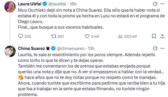 La pelea de la China y Laura Ubfal. Foto: IG