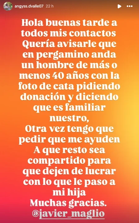 La historia de los papás de Catalina Maglio advirtiendo sobre el estafador