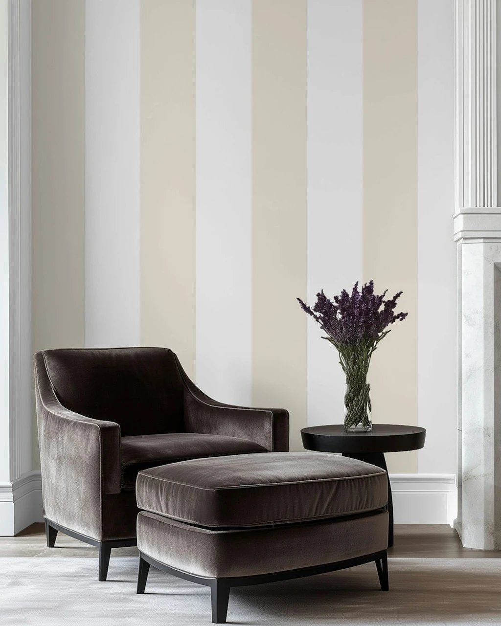 Las rayas generan ritmo visual sin sobrecargar. 