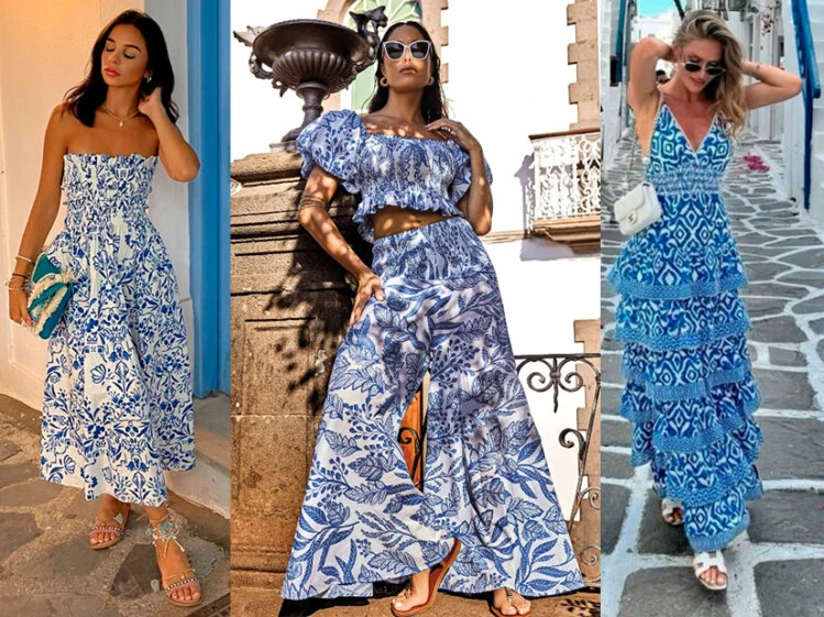 estampa celeste y blanca