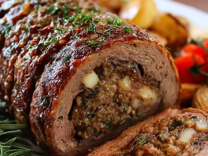 Carne rellena: una receta con espinaca, huevo y morrones