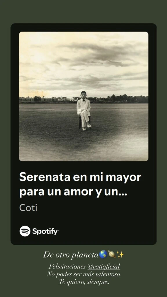 El mensaje de Candelaria a su expareja Coti. Foto: Instagram