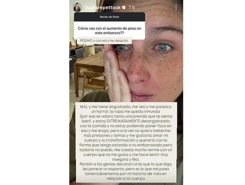 Juana Repetto habló con total honestidad sobre el aumento de peso en su tercer embarazo