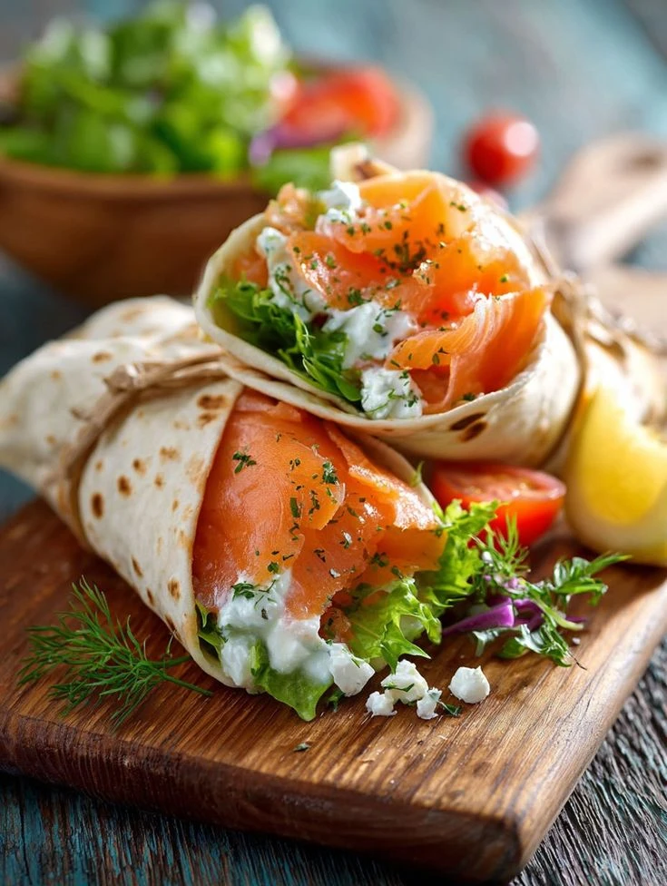 Wraps de salmón y queso crema
