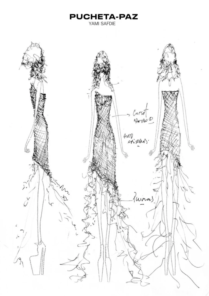 Boceto del look de Yamie Saf