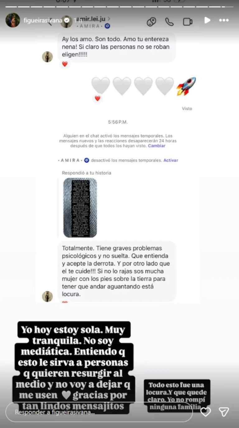 El descargo en redes de Ivana Figueiras. Foto: Instagram