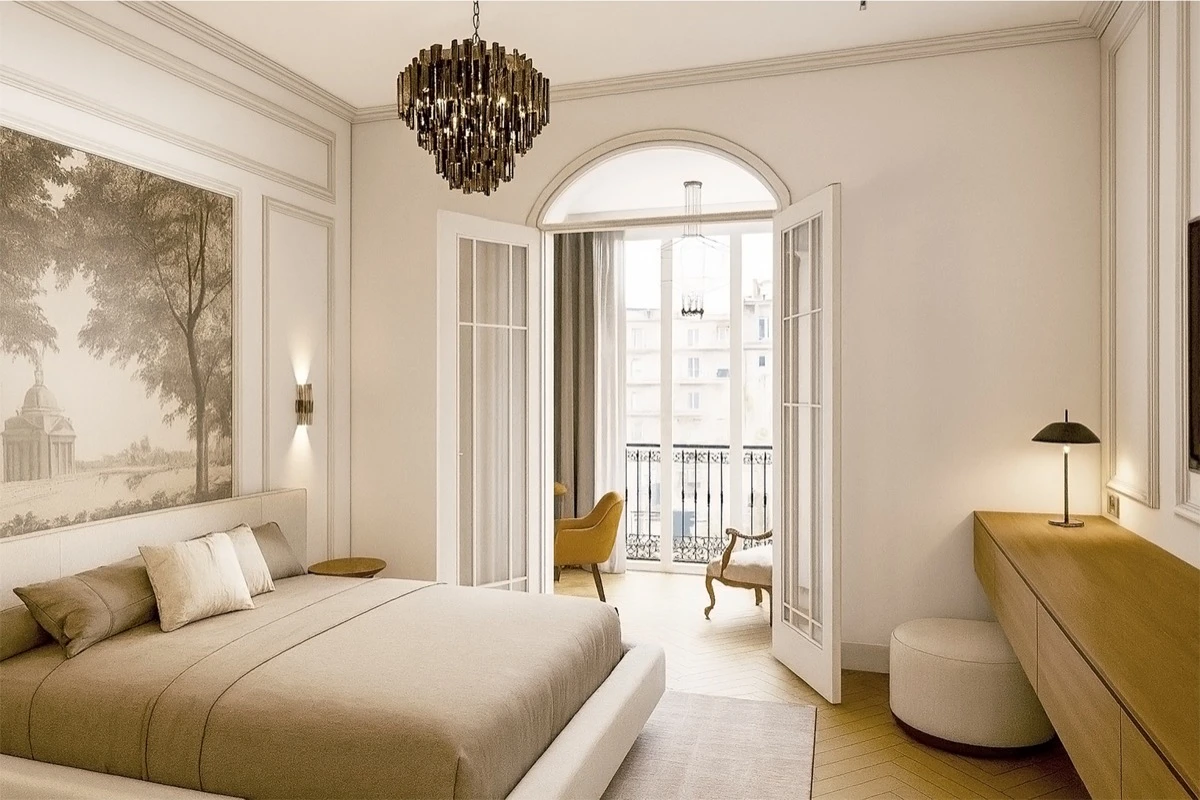 En la zona de noche, las habitaciones completan un proyecto que combina confort actual y sensibilidad histórica.  