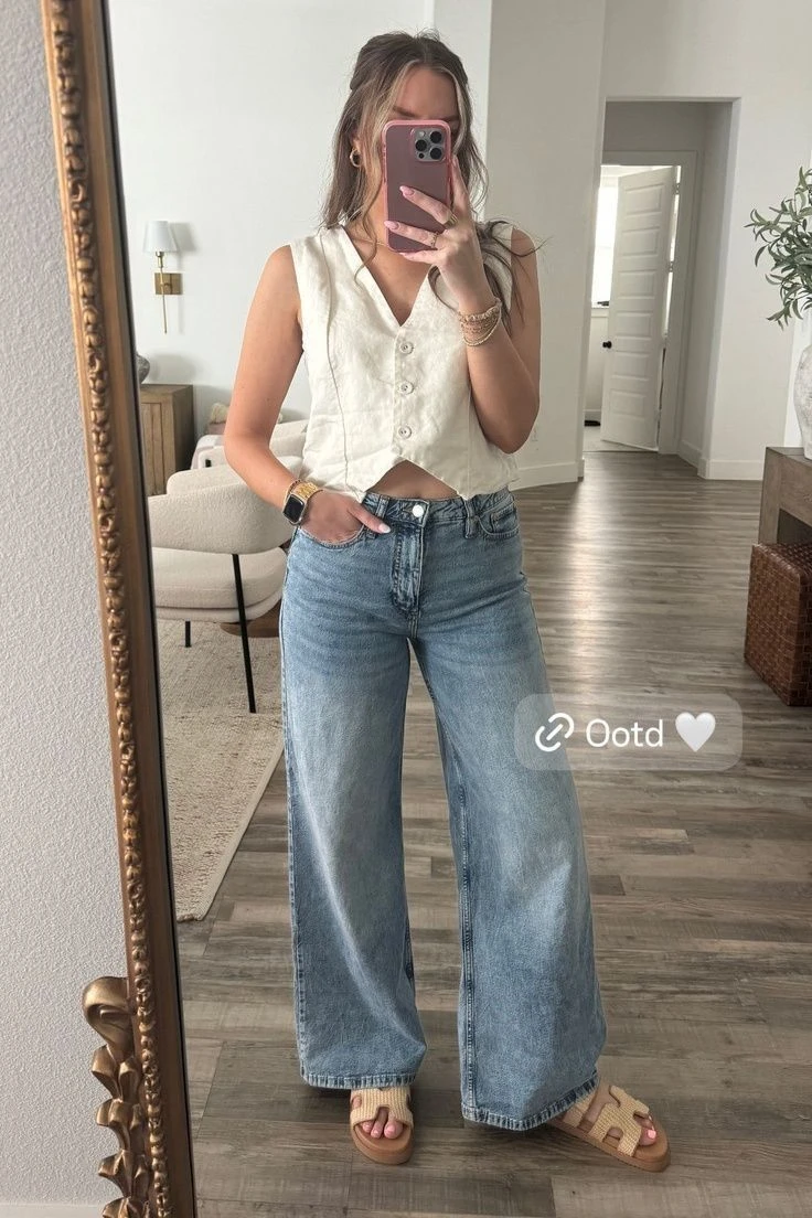 Palazzos, jeans anchos y flats: los looks effortless ideales para las fiestas