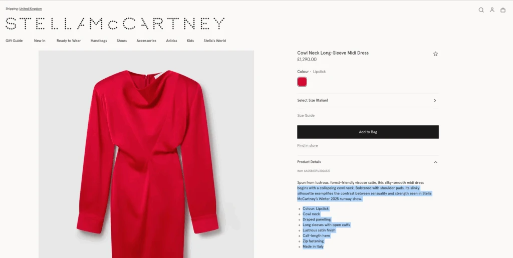 El vestido de Stella McCartney.