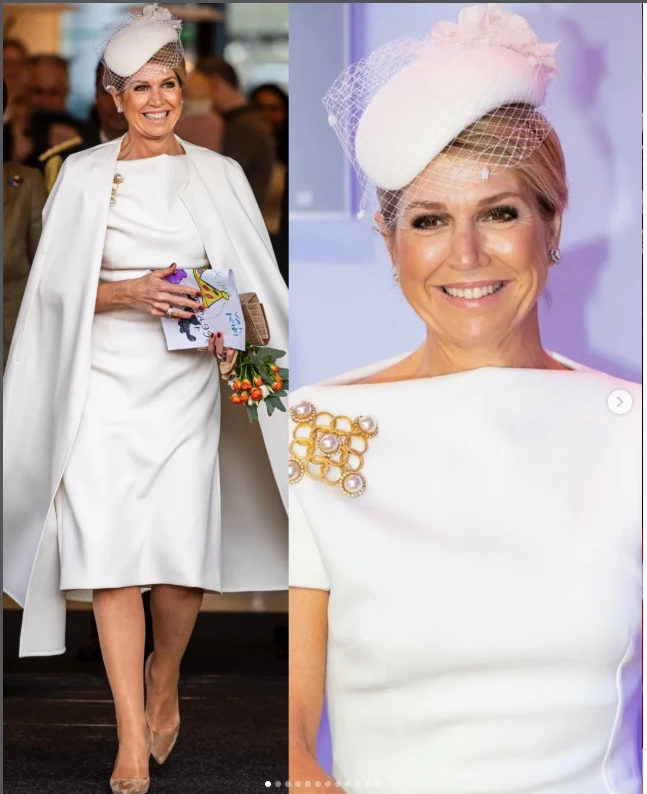 El look de Máxima Zorreguieta con el color Pantone 2026: cloud dancer.