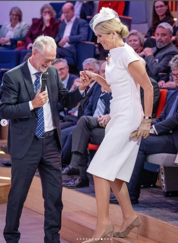 El look de Máxima Zorreguieta con el color Pantone 2026: cloud dancer.